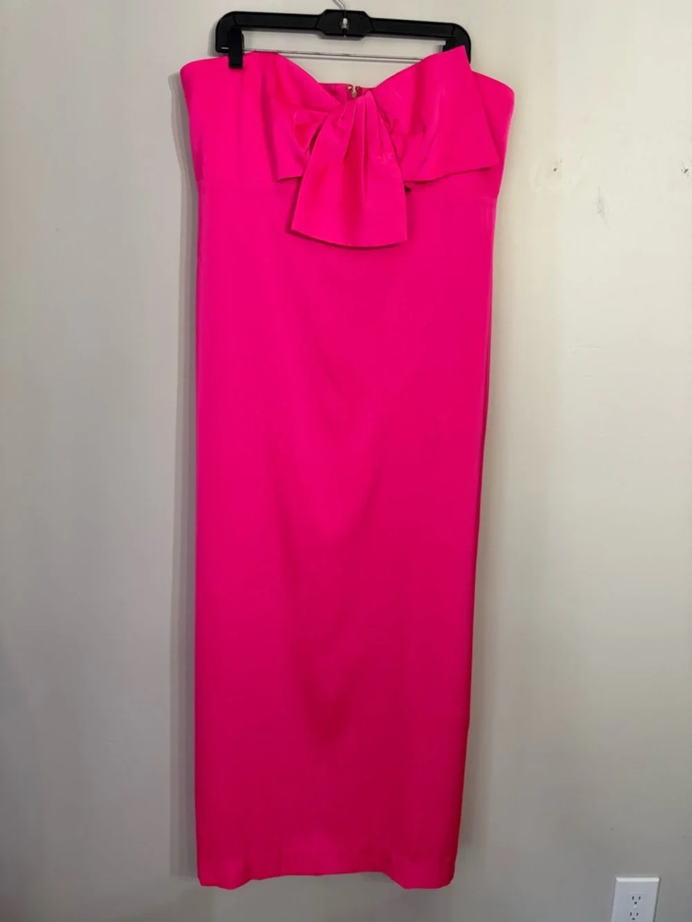 Lily Pulitzer Carlynn Satin Bow Strapless Side Slit Maxi Dress Pink Palm 16 NWT - Picture 3 of 6